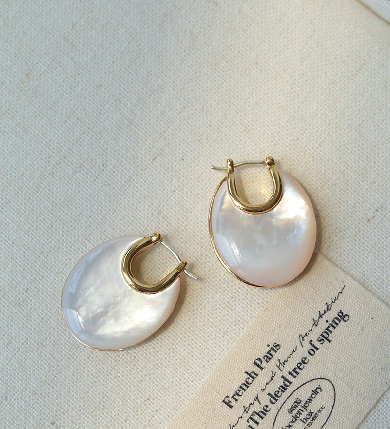 Moonlit Glow Double - Sided White Mother - of - Pearl Earrings - floysun