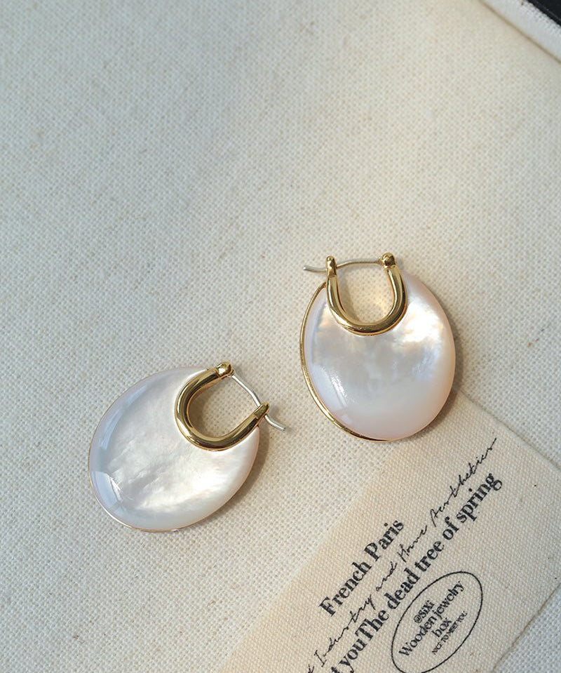 Moonlit Glow Double - Sided White Mother - of - Pearl Earrings - floysun