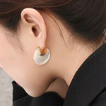 Moonlit Glow Double - Sided White Mother - of - Pearl Earrings - floysun