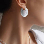 Moonlit Glow Double - Sided White Mother - of - Pearl Earrings - floysun