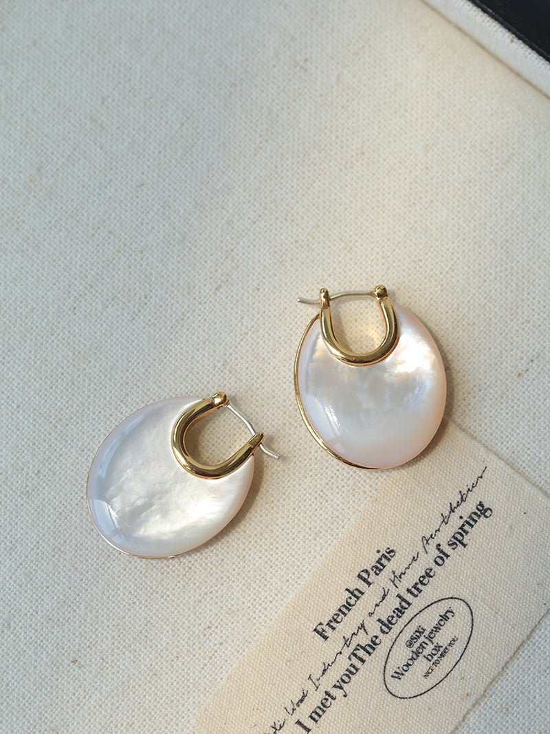 Moonlit Glow Double-Sided White Mother-of-Pearl Earrings - floysun