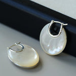 Moonlit Glow Double - Sided White Mother - of - Pearl Earrings - floysun