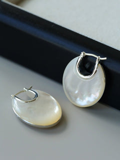 Moonlit Glow Double - Sided White Mother - of - Pearl Earrings - floysun