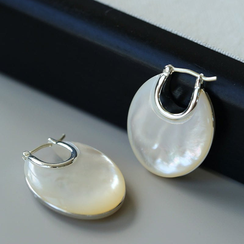 Moonlit Glow Double - Sided White Mother - of - Pearl Earrings - floysun
