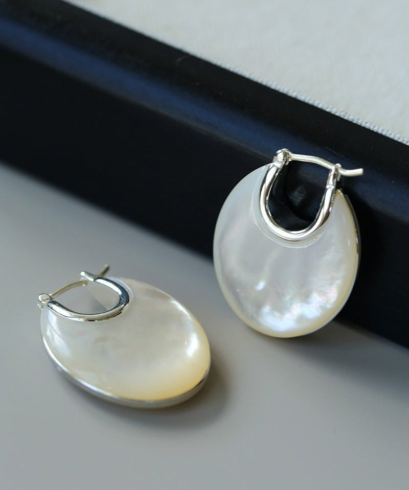 Moonlit Glow Double - Sided White Mother - of - Pearl Earrings - floysun