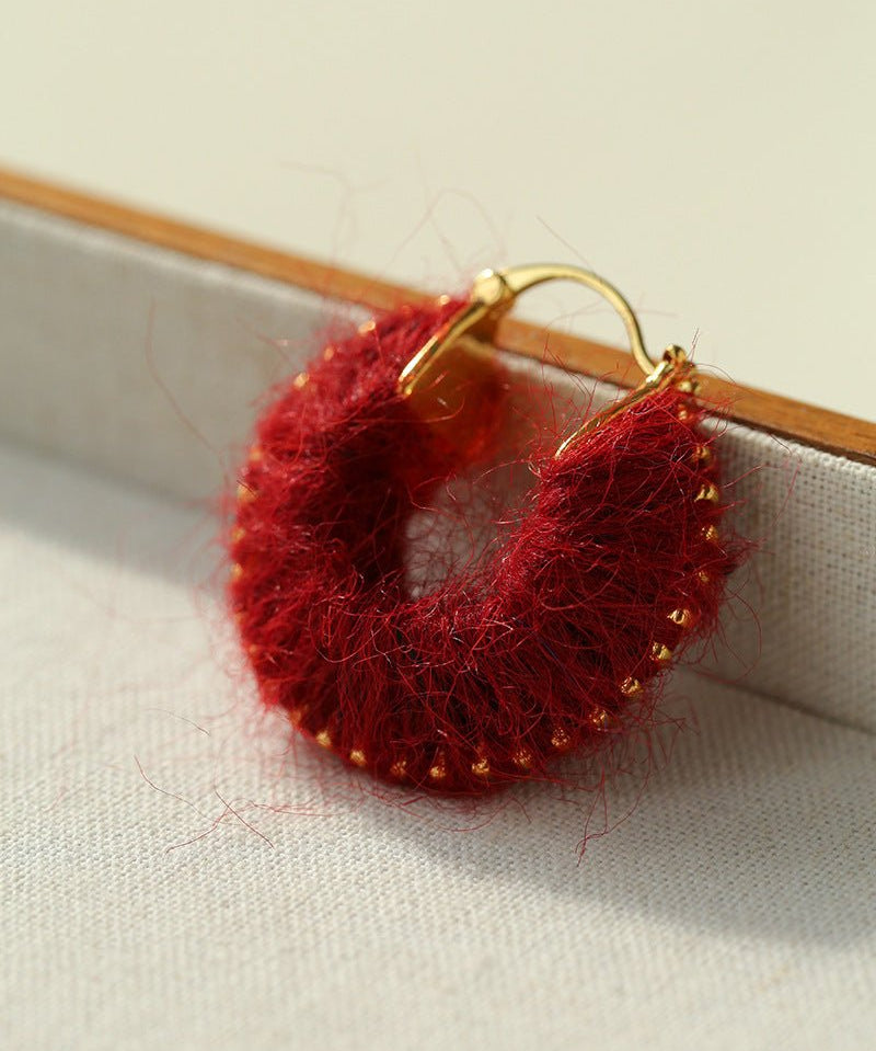 Morandi Fuzzy Yarn Hoop Earrings - floysun
