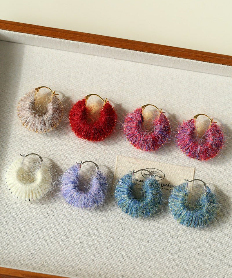 Morandi Fuzzy Yarn Hoop Earrings - floysun