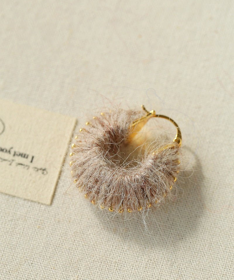 Morandi Fuzzy Yarn Hoop Earrings - floysun