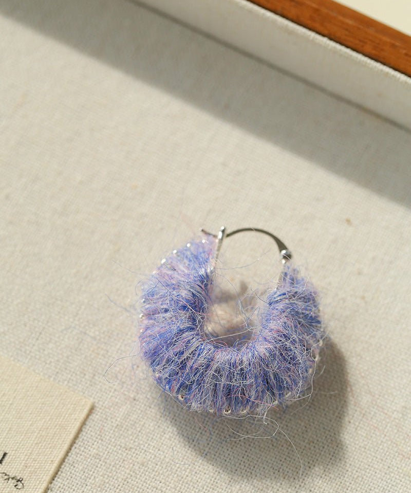 Morandi Fuzzy Yarn Hoop Earrings - floysun