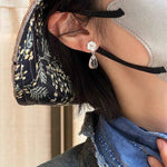 Morning Dew Clear Quartz Drop Earrings - Floral Studs with Purple Zirconia - floysun