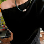 Moss Agate & Baroque Pearl Beaded Necklace - floysun