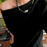 Moss Agate & Baroque Pearl Beaded Necklace - floysun