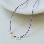 Mother - of - Pearl Alphabet Colorful Zircon Beaded Necklace - floysun