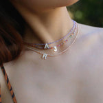 Mother - of - Pearl Alphabet Colorful Zircon Beaded Necklace - floysun