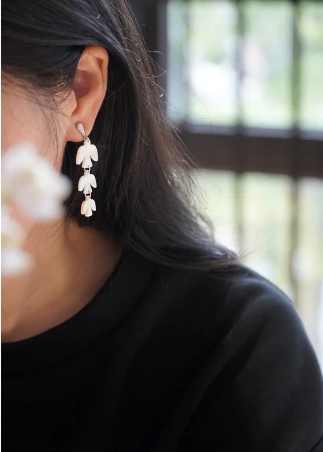 Mother - of - Pearl Bird Earrings 925 Sterling Silver Lightweight Earrings - floysun