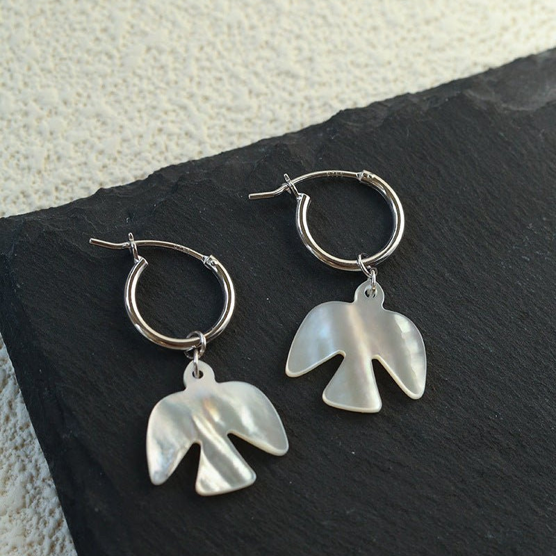 Mother - of - Pearl Bird Earrings 925 Sterling Silver Lightweight Earrings - floysun