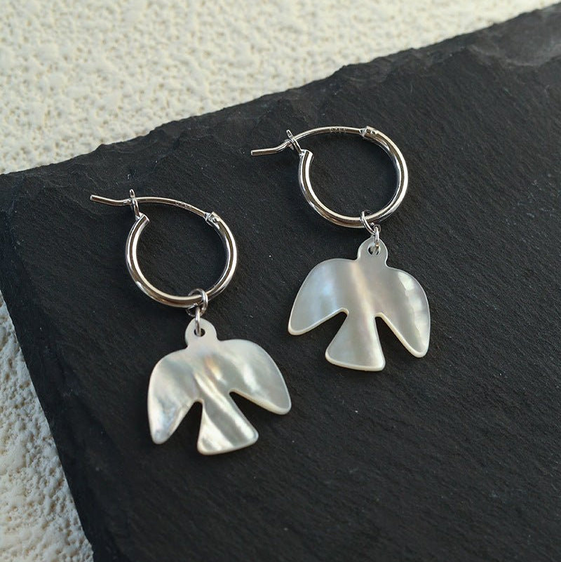 Mother - of - Pearl Bird Earrings 925 Sterling Silver Lightweight Earrings - floysun