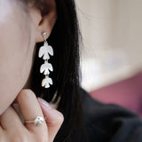 Mother - of - Pearl Bird Earrings 925 Sterling Silver Lightweight Earrings - floysun