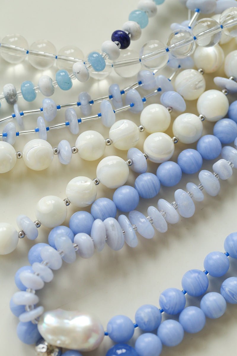 Mother of Pearl & Blue Lace Agate Necklace - floysun