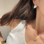 Mother of Pearl Heart Stud Earrings with Daisy CZ Detail - floysun