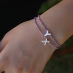 Mother-of-Pearl Initial Colorful Zircon Beaded Bracelet - floysun