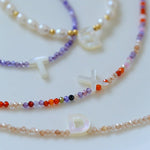 Mother-of-Pearl Initial Colorful Zircon Beaded Bracelet - floysun