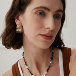 Mother-of-pearl Lapis Lazuli Tassel Earrings - floysun