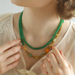 Multi-element Green Onyx Long Detachable Necklace - floysun