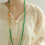 Multi-element Green Onyx Long Detachable Necklace - floysun