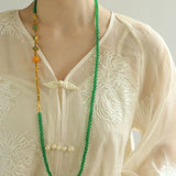 Multi-element Green Onyx Long Detachable Necklace - floysun