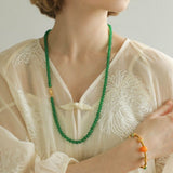 Multi-element Green Onyx Long Detachable Necklace - floysun