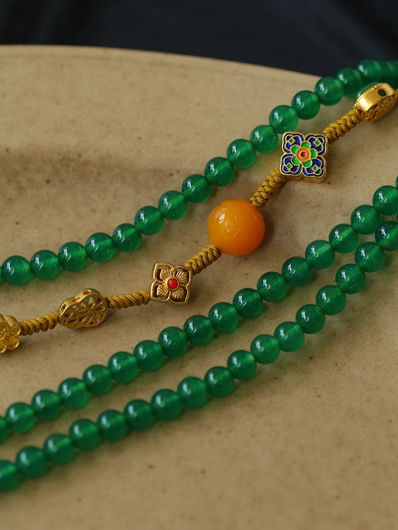 Multi-element Green Onyx Long Detachable Necklace - floysun