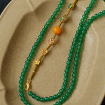 Multi-element Green Onyx Long Detachable Necklace - floysun