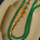 Multi-element Green Onyx Long Detachable Necklace - floysun