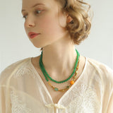 Multi-element Green Onyx Long Detachable Necklace - floysun