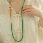 Multi-element Green Onyx Long Detachable Necklace - floysun