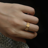 Multi Emotion Square Panel Open Adjustable Ring - floysun