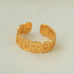 Multi Emotion Square Panel Open Adjustable Ring - floysun
