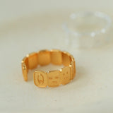 Multi Emotion Square Panel Open Adjustable Ring - floysun