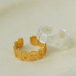 Multi Emotion Square Panel Open Adjustable Ring - floysun