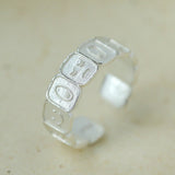 Multi Emotion Square Panel Open Adjustable Ring - floysun