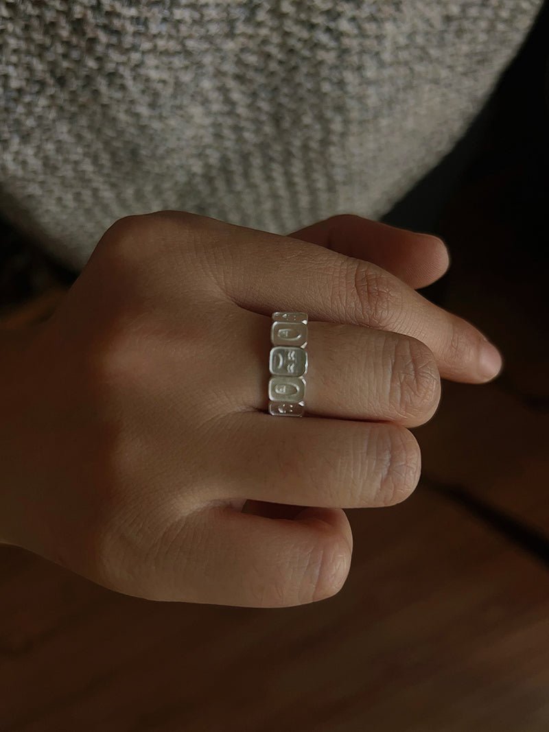 Multi Emotion Square Panel Open Adjustable Ring - floysun