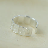 Multi Emotion Square Panel Open Adjustable Ring - floysun