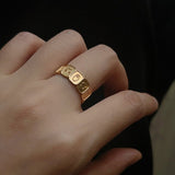 Multi Emotion Square Panel Open Adjustable Ring - floysun