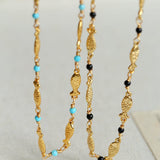 Multi - Fish Black Onyx & Blue Turquoise Necklace - floysun