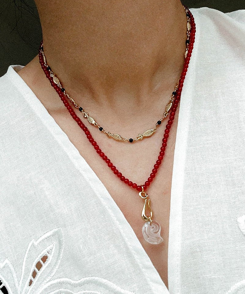Multi - Fish Black Onyx Necklace - floysun