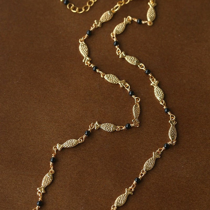 Multi - Fish Black Onyx Necklace - floysun
