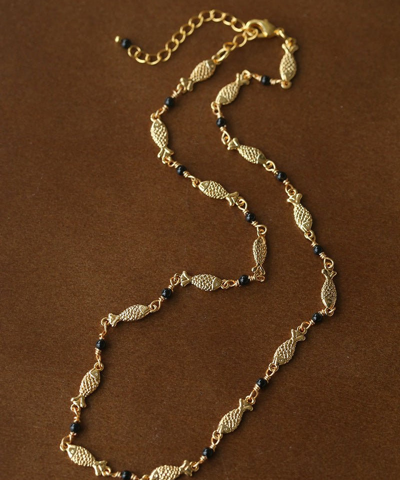 Multi - Fish Black Onyx Necklace - floysun