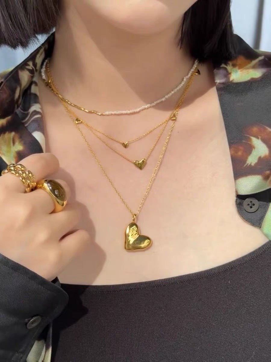 Multi - Heart Station Necklace - floysun