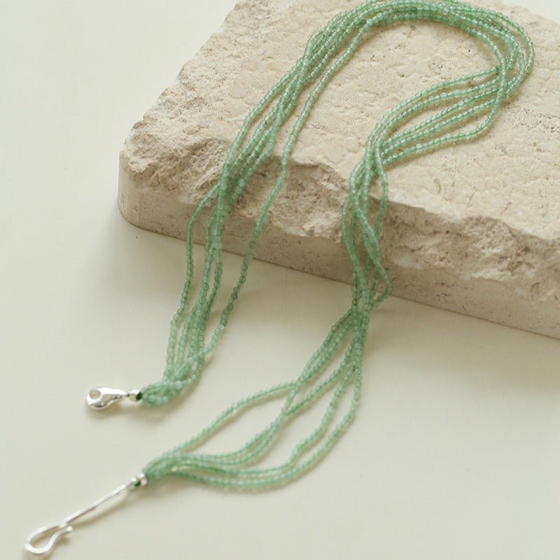 Multi-Layered Mini Aventurine Beaded Necklace - floysun